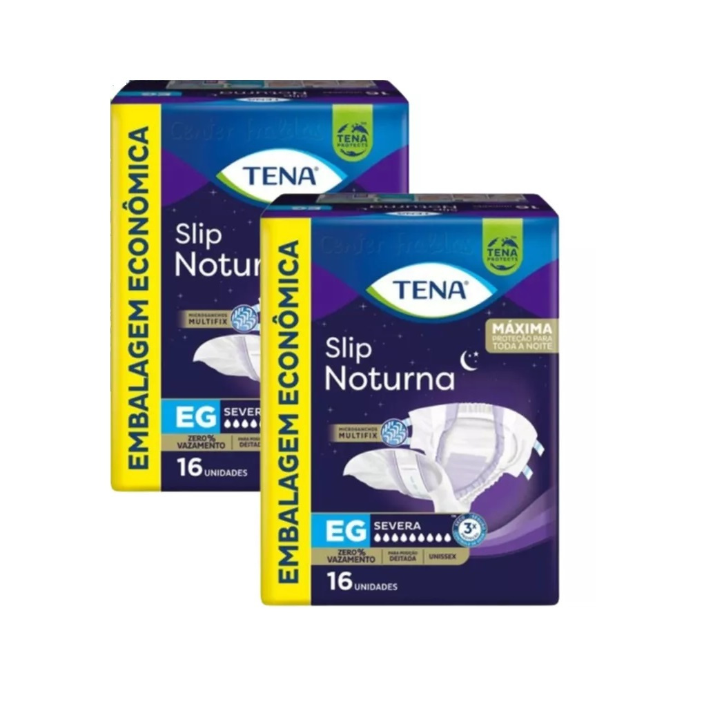 Kit 2ptes Fralda TENA SLIP NOTURNA EG 16un (Total 32un)