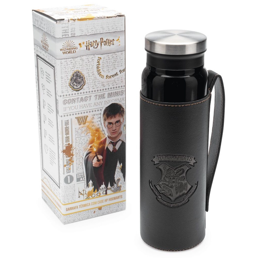 Garrafa Térmica 700ml Preta Com Case Harry Potter Hogwarts Imaginarium em Oferta na Shopee