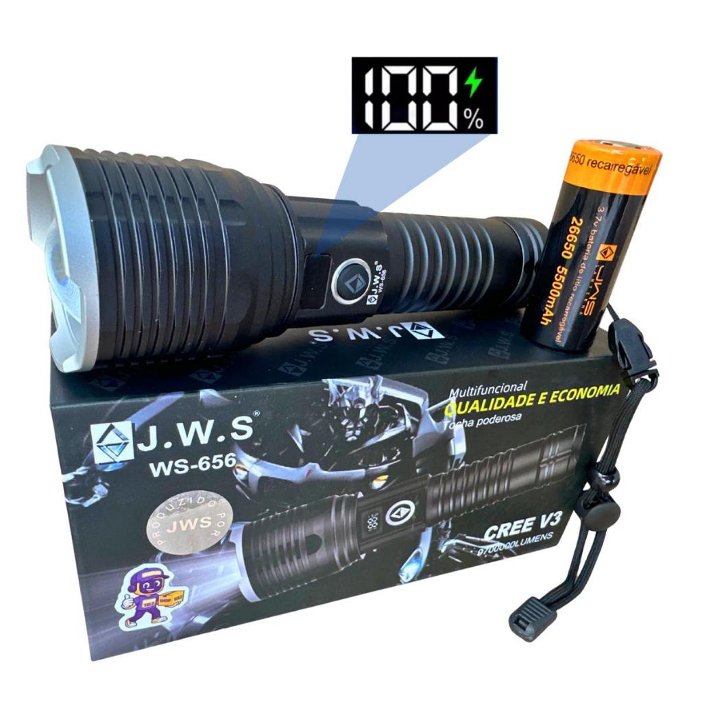 Lanterna Tática Militar Led V3 C/ Visor De Autonomia Usb C  Jws WS-656