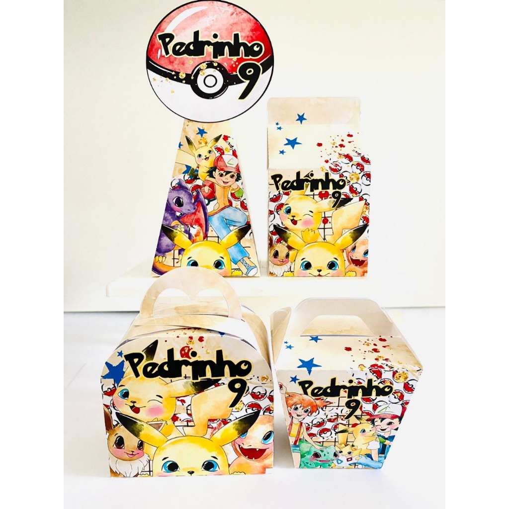 Kit Caixinhas Personalizadas - Tema Pokémon - lembrancinha de aniversário