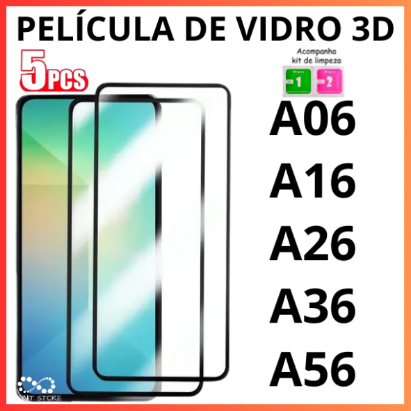 Película De Vidro 3D Temperado Para Samsung A06 A16 A26 A36 A56