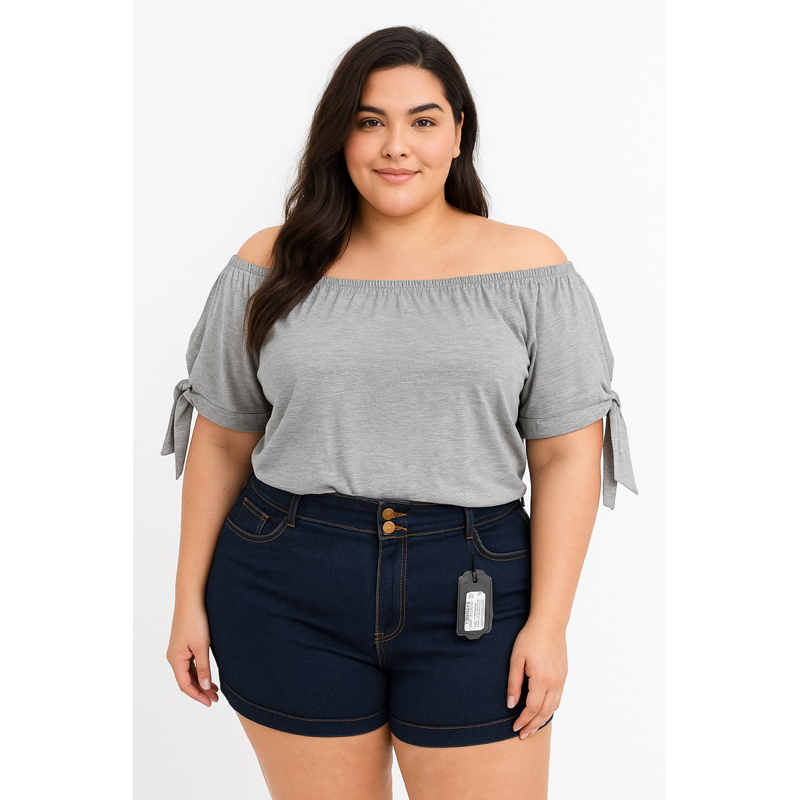 Blusa Ciganinha Plus Size ombro a ombro manga curta viscolycra