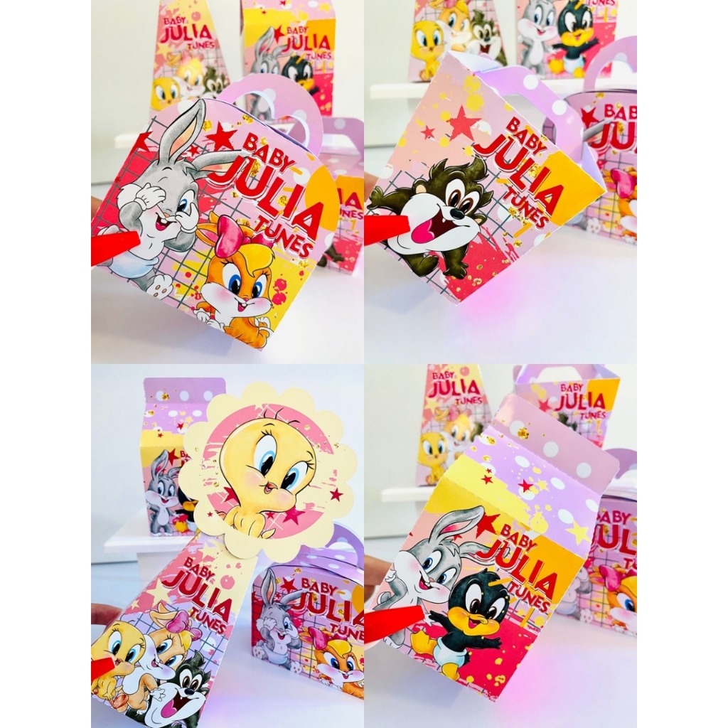 Kit Caixinhas Personalizadas - Tema Looney Tunes menina - lembrancinha de aniversário
