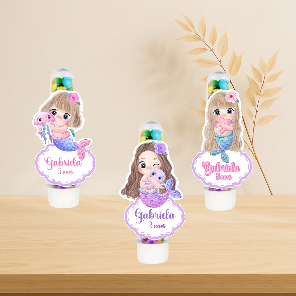 Aplique Personalizado Sereia Cute | Lembrancinha | Tubete Personalizado | Aplique Tubete