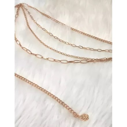Detalhes do Cinto Corrente 3 Em 1 Moda Feminina Estiloso Prata E Dourado Shr