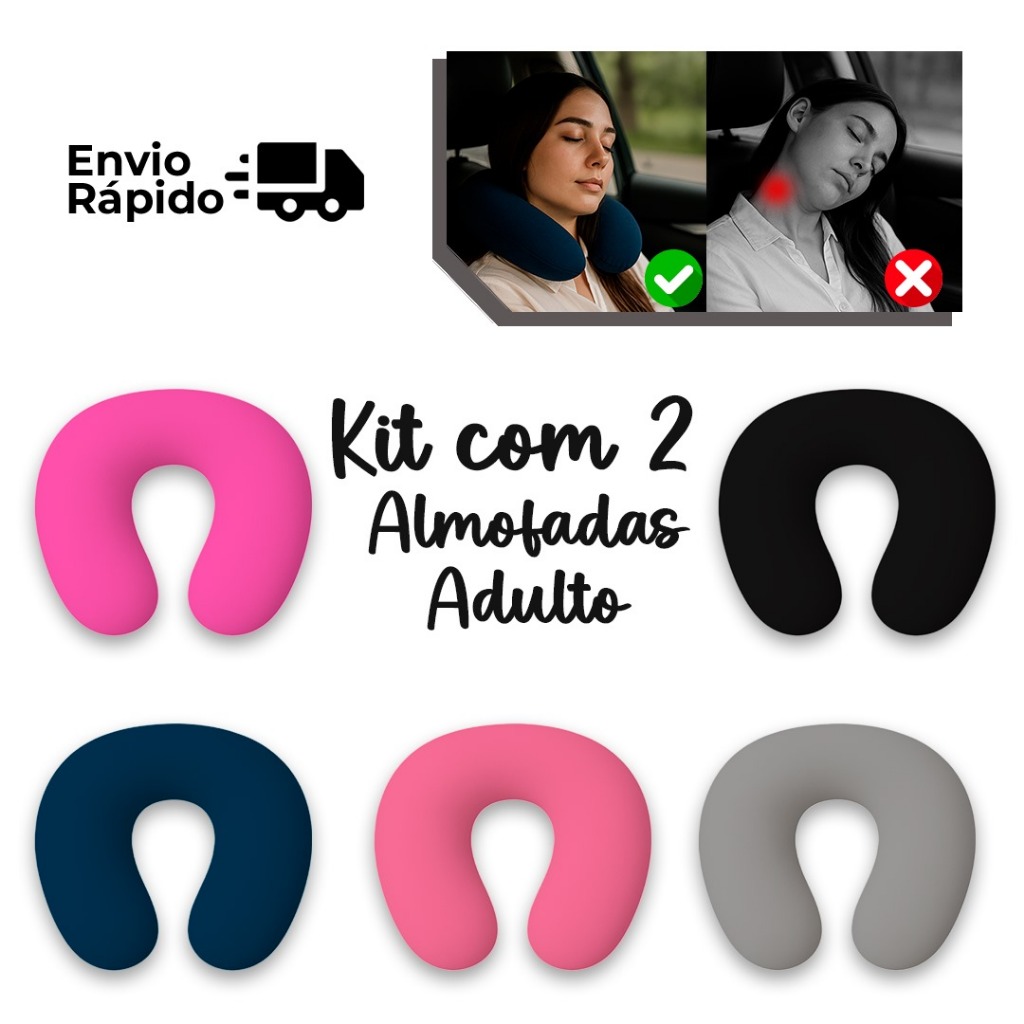 Imagem kit 2 Travesseiros Luxos Protetor E Descanso Para Pescoço Viagens Leitura Lindos Várias Cores