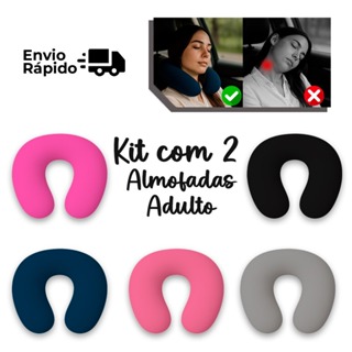 kit 2 Travesseiros Luxos Protetor E Descanso Para Pescoço Viagens Leitura Lindos Várias Cores em Oferta na Shopee