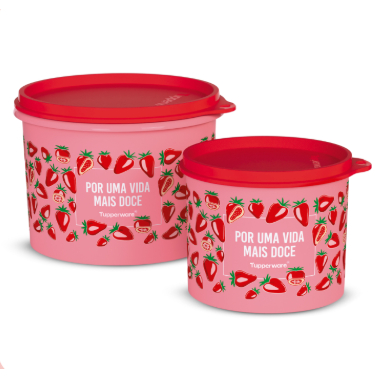 Kit Tupperware Morango do Amor Caixa 1,1 litro e a Redondinha 500ml