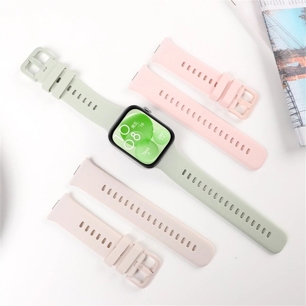 Pulseira para HUAWEI WATCH Fit 3 4 pro silicone ondulado duas fixacoes na fivela