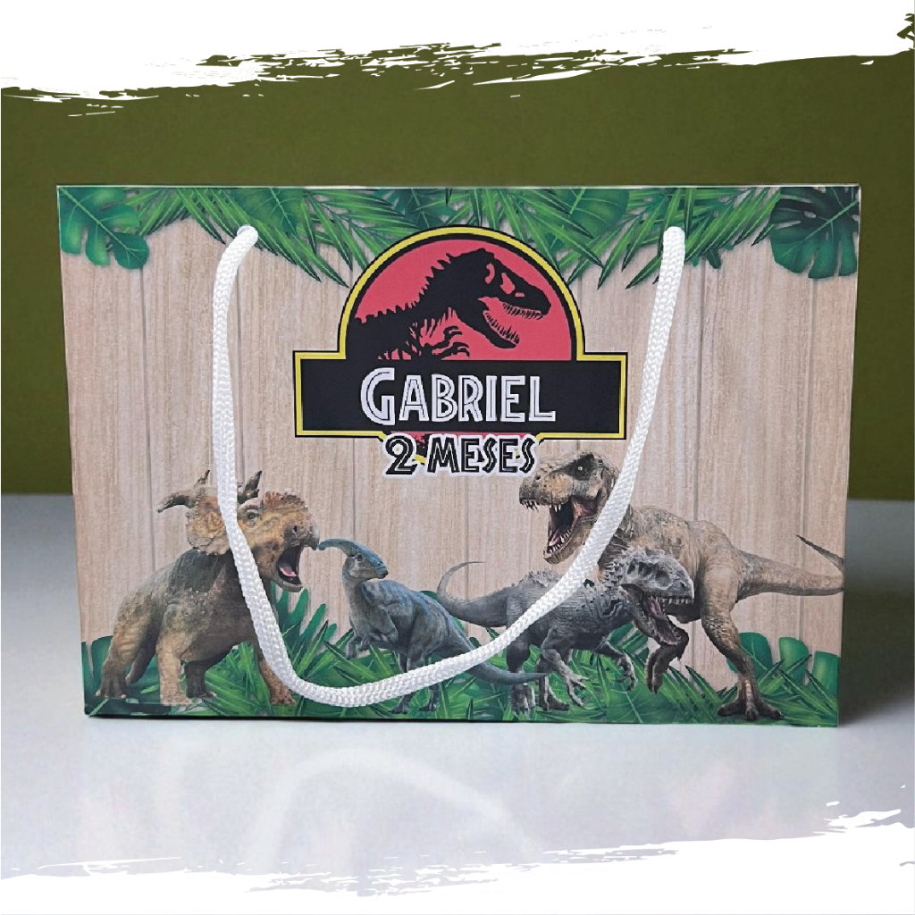 Sacolinha de Festa Jurassic Park Lembrancinha Personalizada Kit Festa Sacola Deitada Reta
