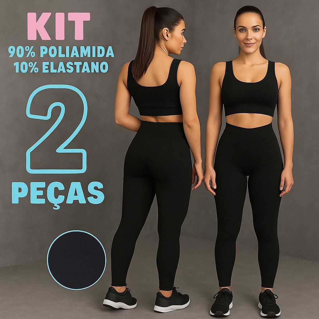 Kit 2 Calça Legging Feminina Esportiva Academia Fitness Dia a Dia Cintura Alta Zero Transparência
