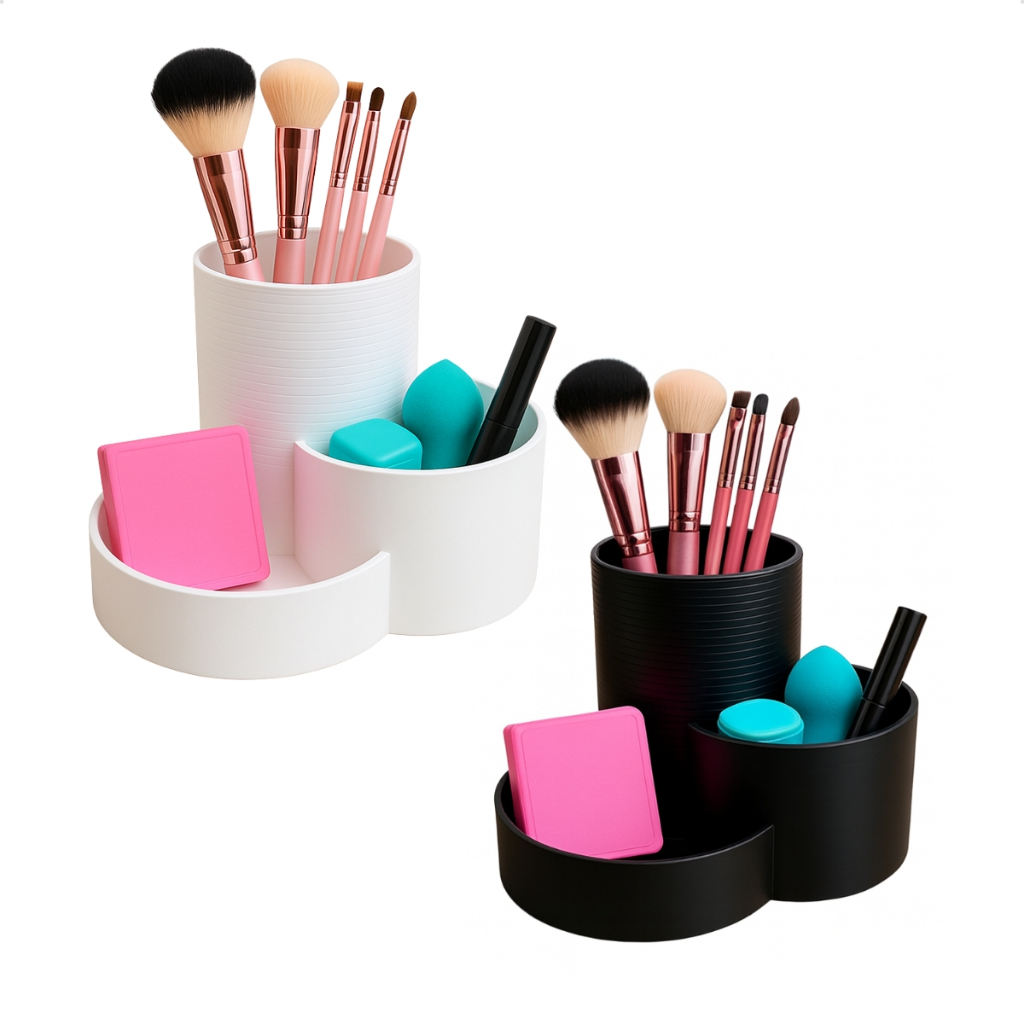 Porta Pincéis 3 em 1 Maquiagem Organizador Feminino Moderno Compacto Penteadeira Batons Esponjas