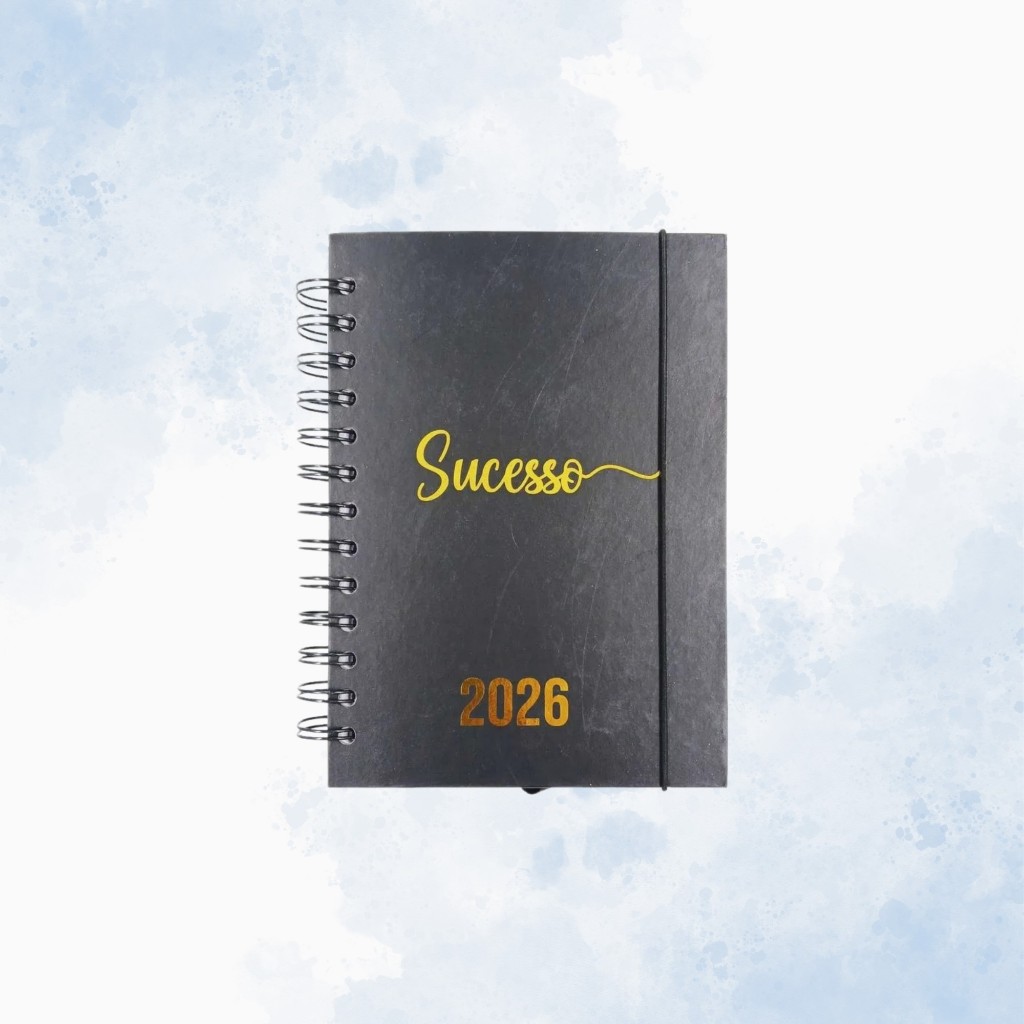 Agenda 2026 Preto Palavras Sucesso 13,7x19