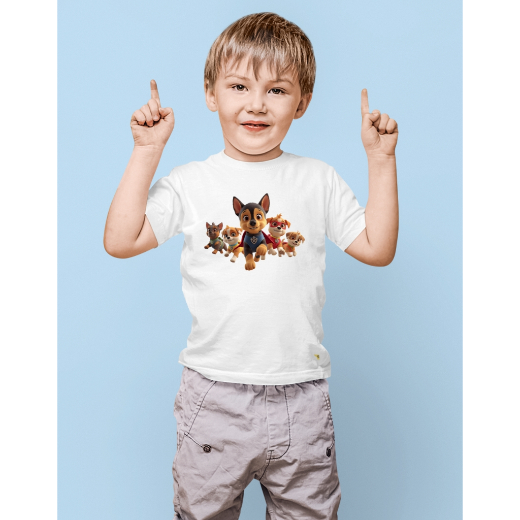 Camiseta Roupa Infantil Patrul Cachorros Heróis Bombeiro