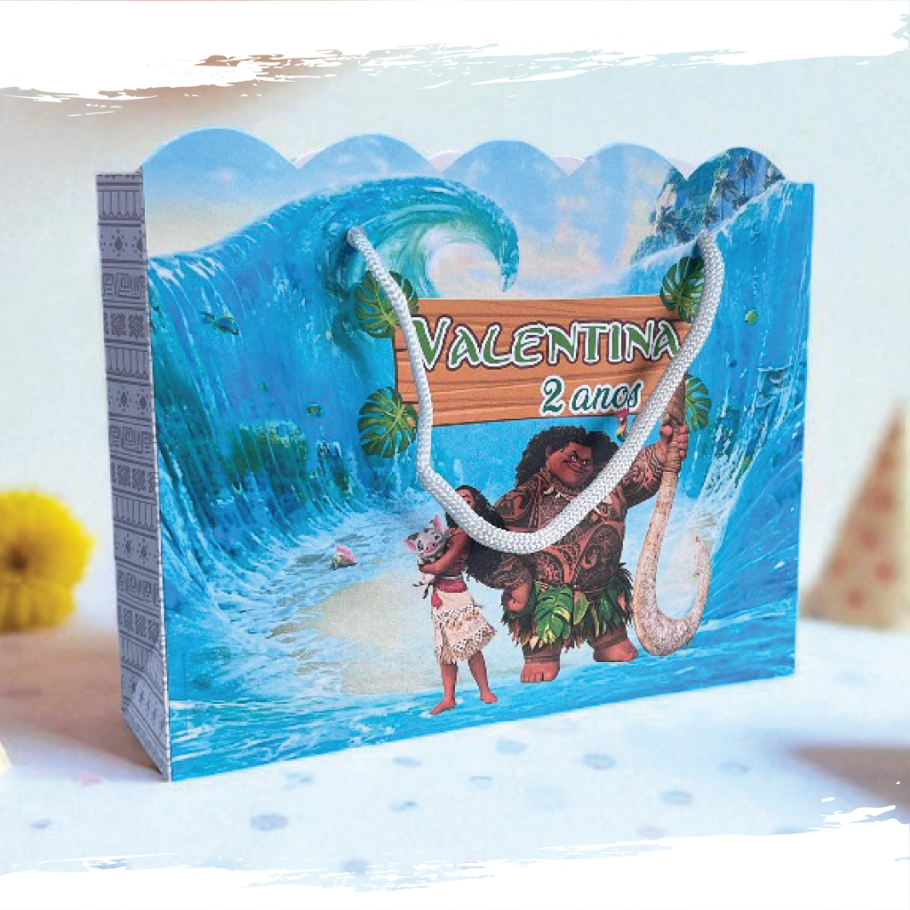 Sacolinha Moana Ondulada Personalizada Festa Maui Lembrancinha Kit Festa Sacola Princesa Princesas