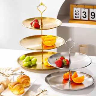 Bandeja Dupla e Tripla Luxo 100% Metal Para Doces CupCake  2 ou 3 Andares Luxo Dourado Praya Suporte Prato em Oferta na Shopee