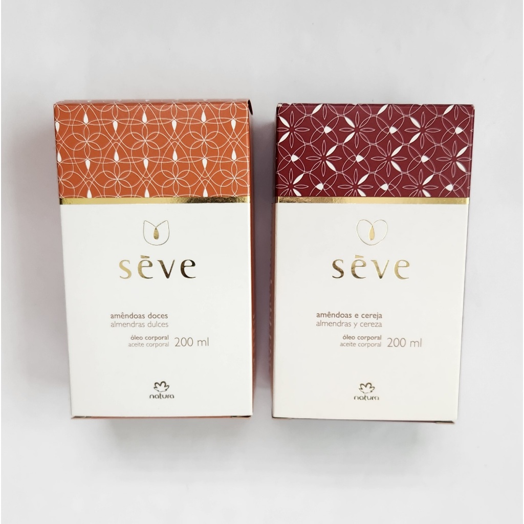 Kit Natura Óleo Desodorante Corporal Sève (2 unidades) de 200 ml cada, Amêndoas Doces + Amêndoas e Cereja
