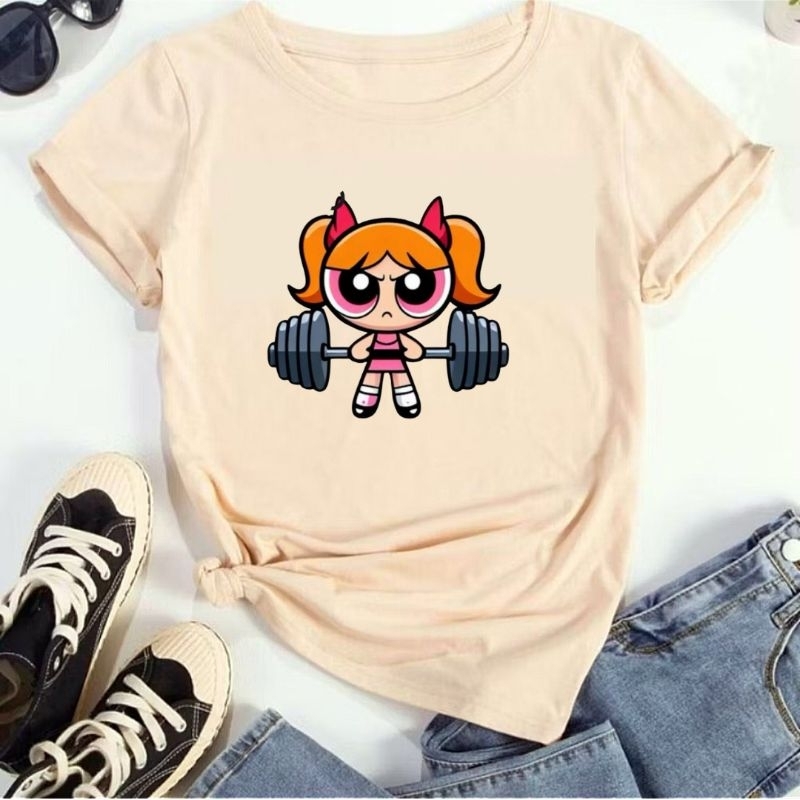 camiseta fofa meninas super poderosas t shirt ideal para treinos passeio lazer academia faculdade 100% algodão modinha