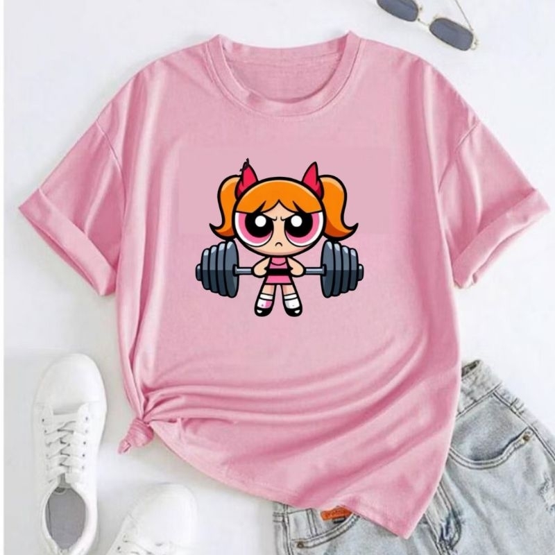 camiseta para treino academia meninas super poderosas florzinha exercício tendência moda fitnes 100% algodão