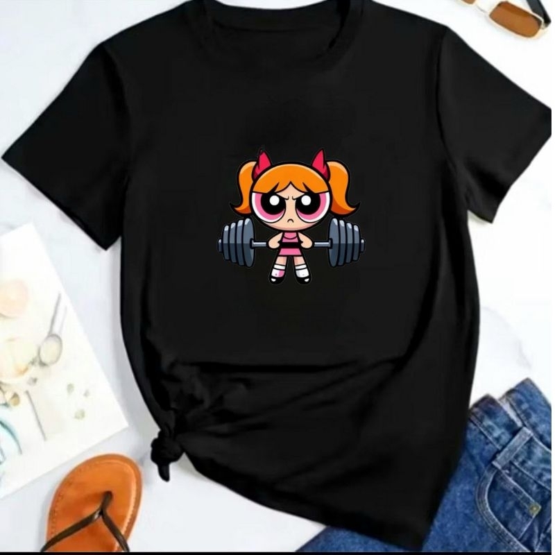 camiseta estilosa conforto qualidade meninas super poderosas florzinha academia privacidade 100% Algodão corrida caminha