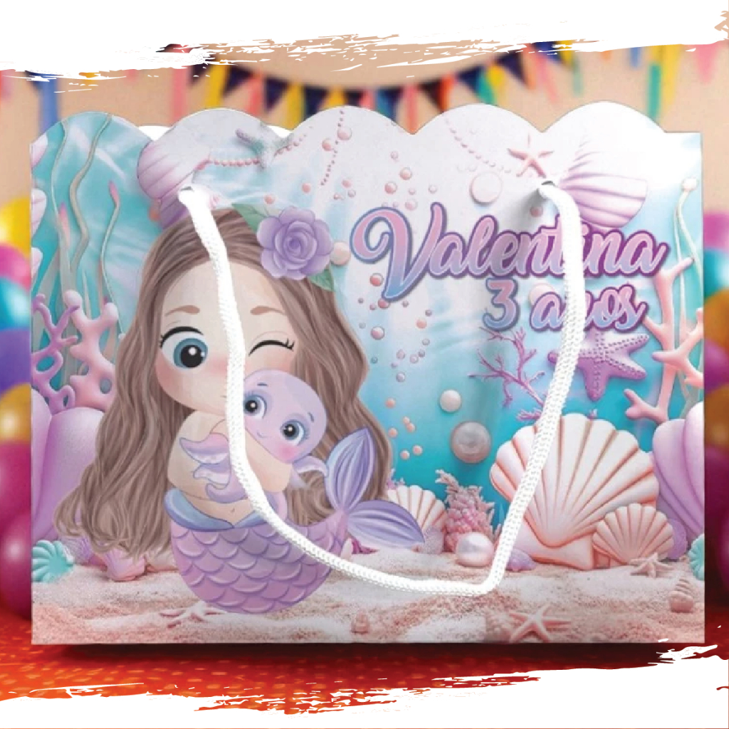Sacolinhas Ondulada Personalizadas Kit Festa Sereia Roxo Lilás (20x15x5,5cm) Lembrancinha Sereia em Oferta na Shopee