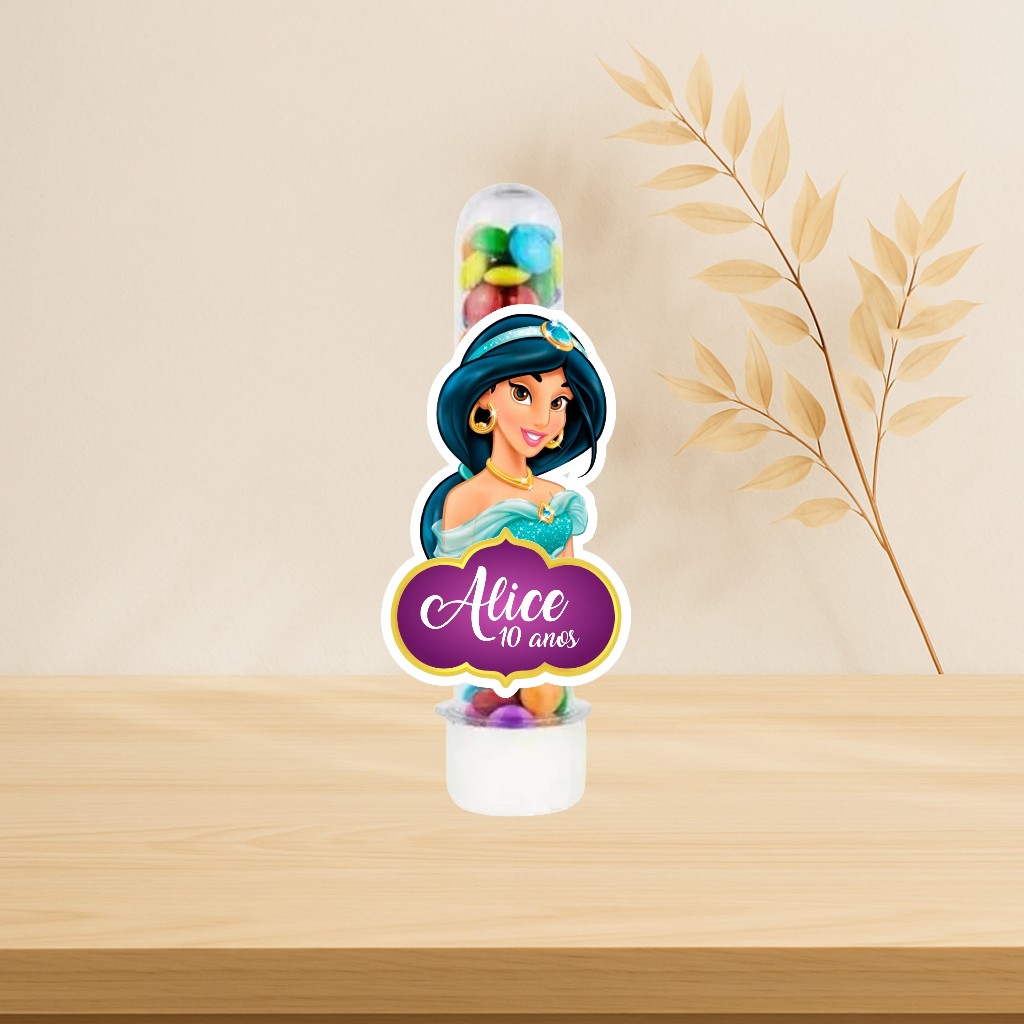 Aplique Personalizado Princesa Jasmine | Lembrancinha | Tubete Personalizado | Aplique Tubete