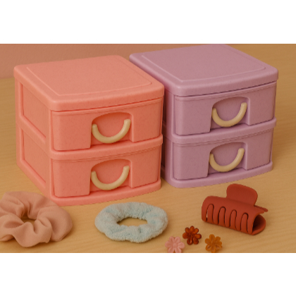 Organizador Gaveteiro 2 Gavetas de Mesa Porta Tudo Maquiagem Joias Gavetinha Quarto Organizado
