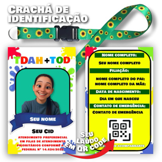 kit Cordão Girassol + Crachá + Qr Code Com Seu Laudo Médico TDAH+TOD e TDAH+BAIXA VISÃO em Oferta na Shopee