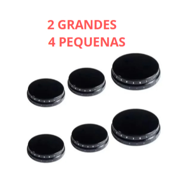6 Tampas espalhadores para Boca de Fogão Esmaltec Caribe, 4 pequenas /2 Grandes