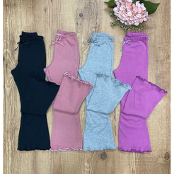kit combo 3 calça flare wide leg roupa infantil mocinhas ribana levinha lacinho moda blogueirinha