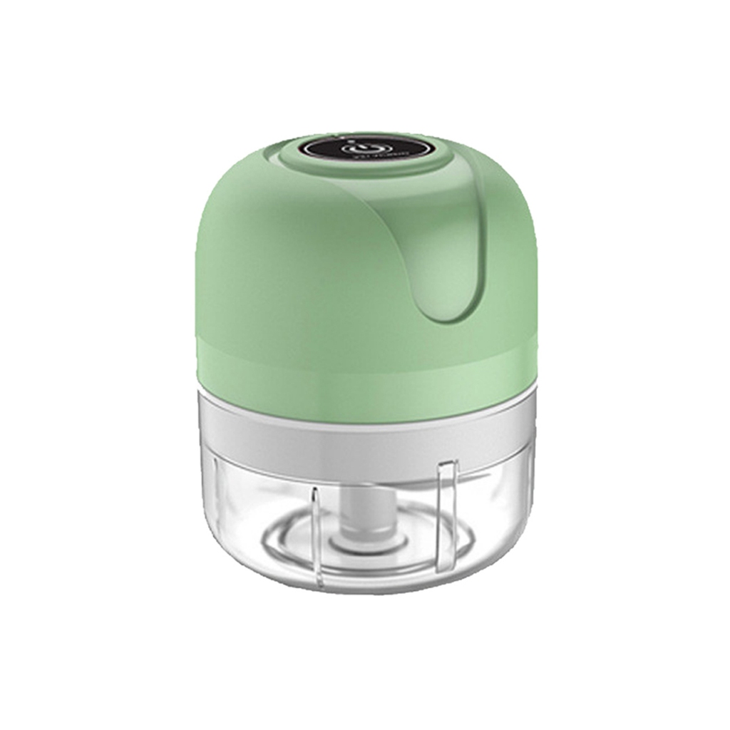 Mini Processador Elétrico Com 3 Laminas - Portátil 250ml USB Recarregável – Triturador de Alho, Legumes e Carnes – Verde