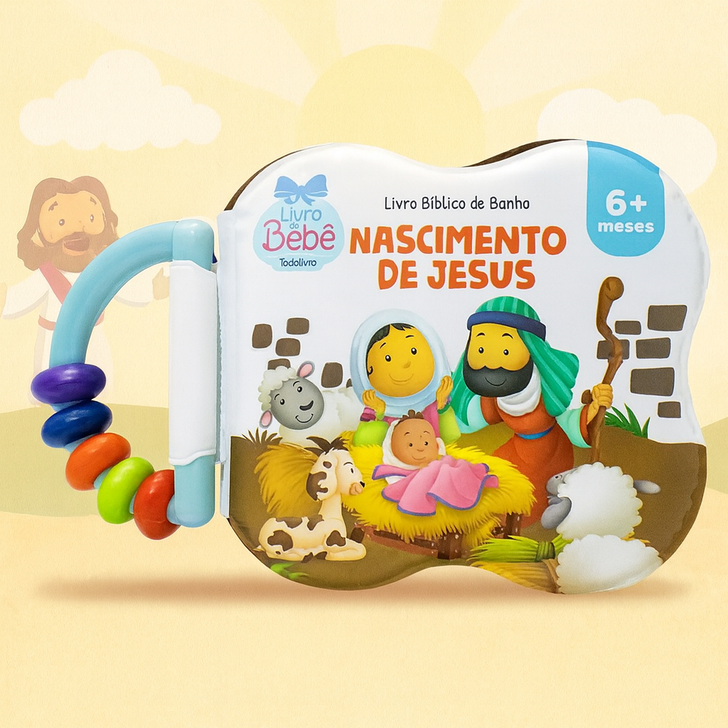 Livro do Bebê Nascimento de Jesus | Livro de Banho Sensorial E Interativo Em Silicone Com Chocalho em Oferta na Shopee