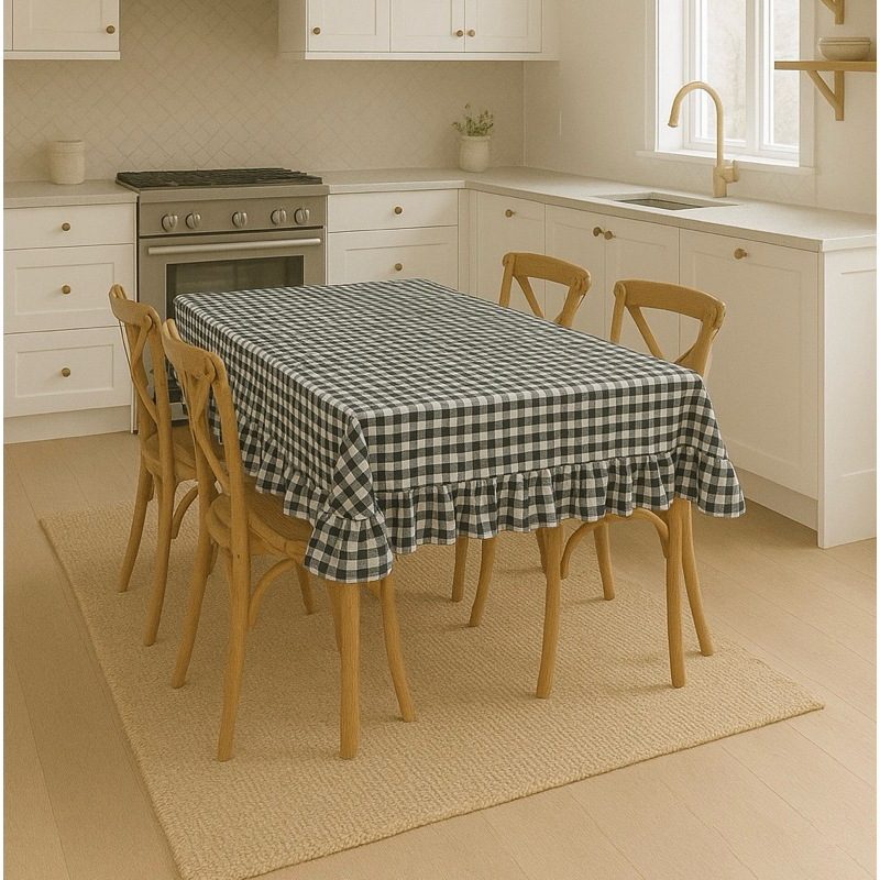 Toalha de Mesa com Babado de Algodão Decorativa