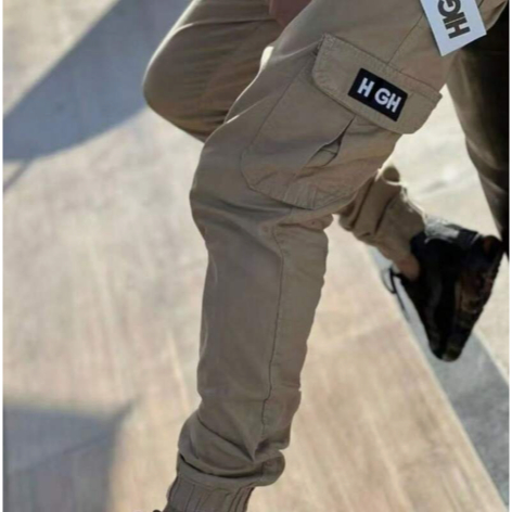 CALÇA CARGO JOGGER HI GH COM PUNHO MASCULINA SKATE SARJA