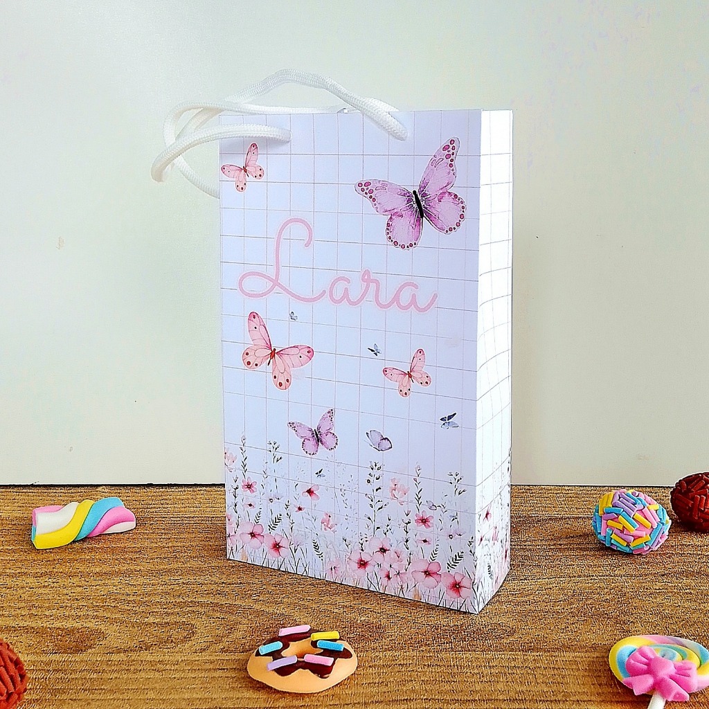 Sacolinha Personalizada Jardim das Borboletas –  Lembrancinhas para Festa Infantil - Aniversário