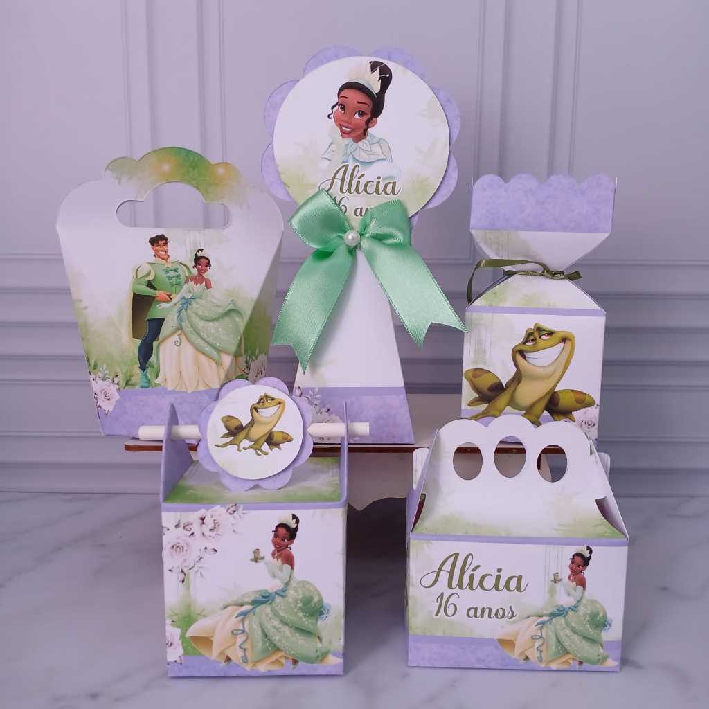 Kit Festa Personalizado Princesa e o Sapo - PEGUE E MONTE - Princesa Tiana Lembrancinha Aniversário