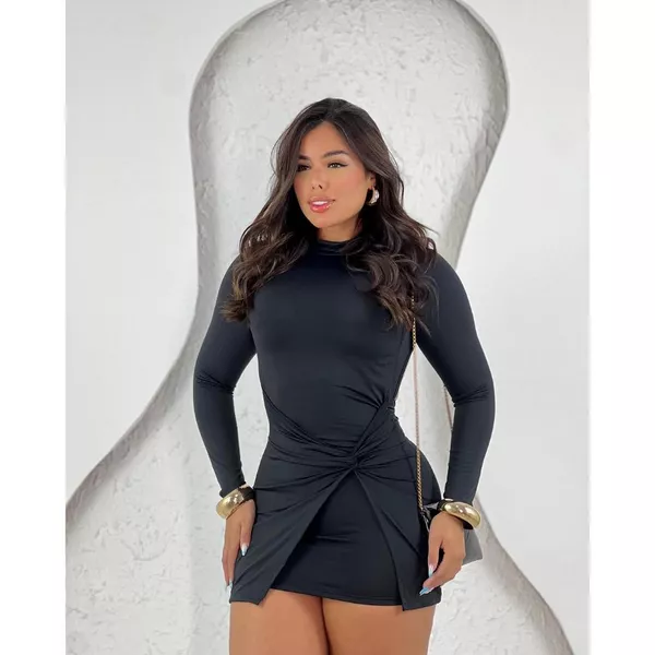 VESTIDO MANGA LONGA COSTA NUA CURTO SUPELX SEM BOJO MODA GRINGA SAIA NÓ