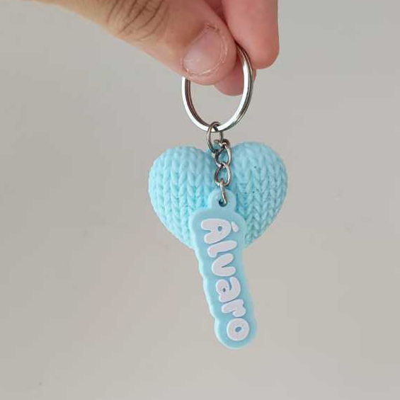 Chaveiro com nome personalizado e coração 3D para lembrancinha de maternidade, aniversário