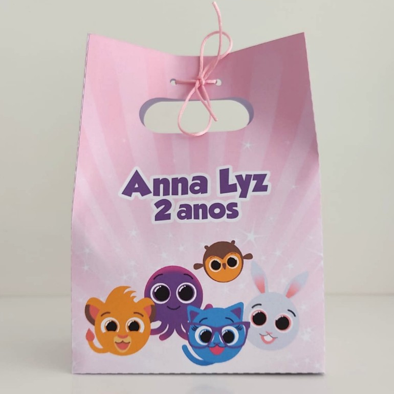 Sacolinhas Personalizadas tema Bolofofos Rosa - Lembrancinhas  - Aniversário - Sacolinhas
