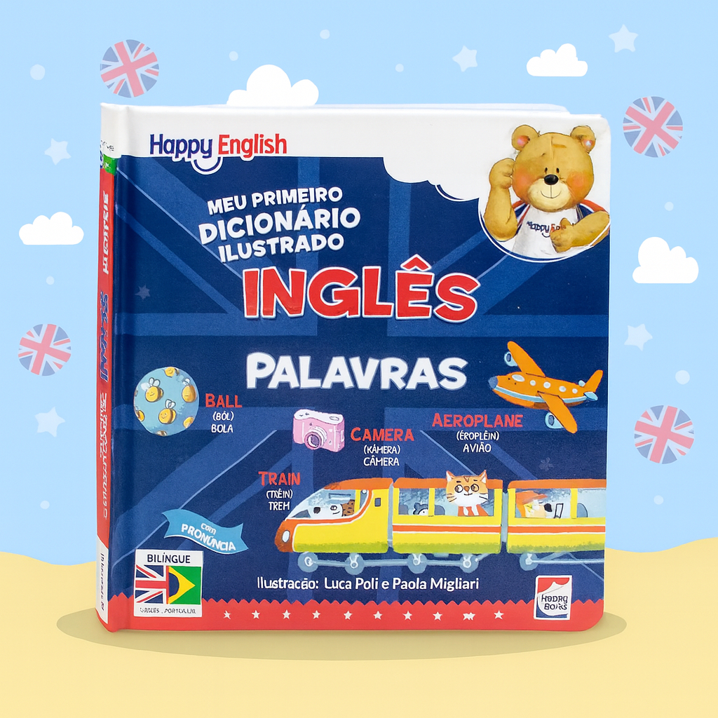 Livro Infantil Primeiras Palavras Ilustradas Inglês | Meu Primeiro Dicionário Educativo Capa Dura