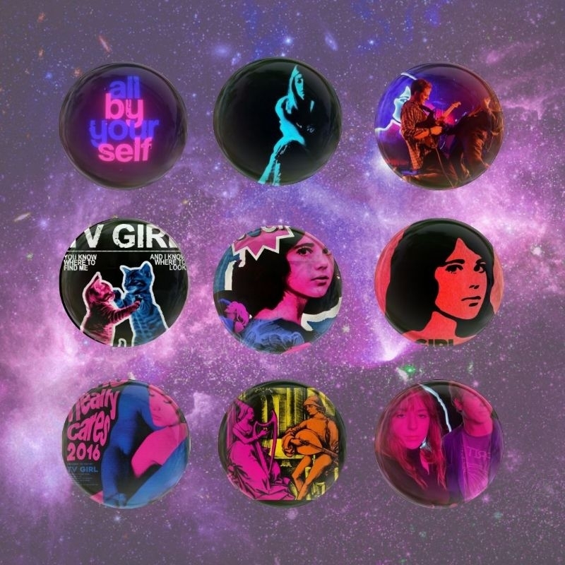 tv girl Broches /Pin/Bottons tamanho 3,5cm pacotes atacado