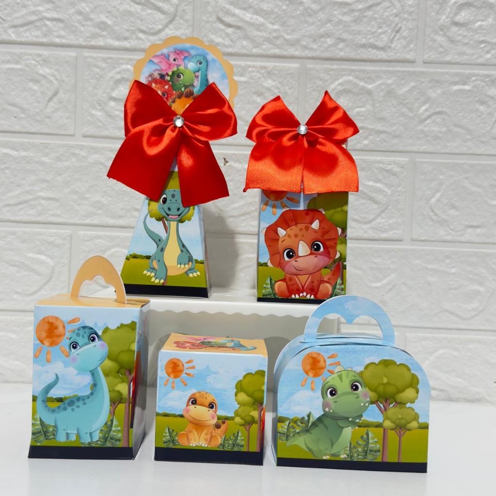 Kit Festa Dino Baby – Caixinhas Personalizadas | Lembrancinhas Aniversário Infantil Pegue e Monte