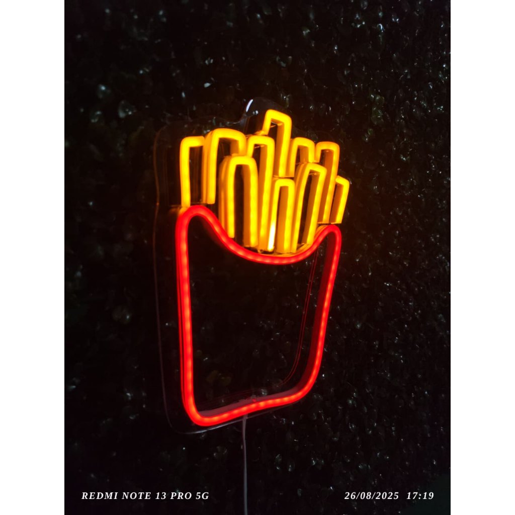 Luminoso Neon Led em Acrílico Para Lanchonete - Batata Frita 27x23cm ALTURA
