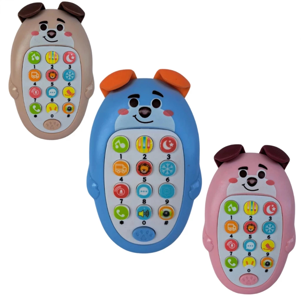 Telefone de brinquedo interativo com música para bebês e crianças pequenas, com luz, mordedor e pilhas grátis.