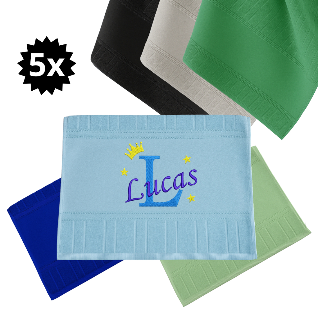 Kit 5 Toalhas Fralda Personalizada Criança Bebê Bordada Nome + Inicial em Oferta na Shopee