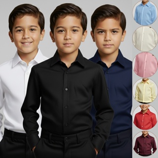 Camisa Social Infantil Premium Manga Longa em Várias Cores para Festas Casamento, Batizado, Formatura e Fin de Año em Oferta na Shopee