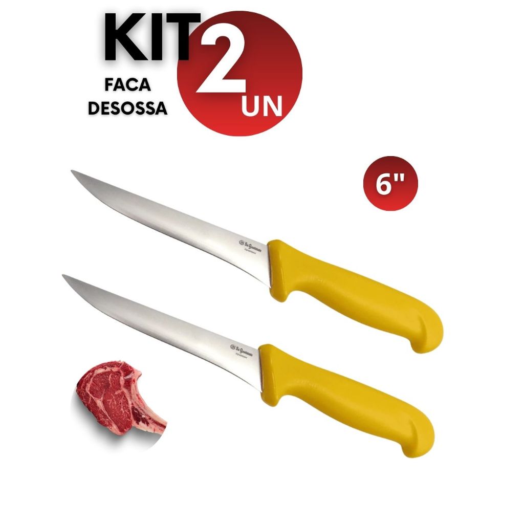 Kit 1/2/5 Facas Cozinha Desossar 6” Profissional Inox Cabo Ergonômico Açougueiro Cozinha Churrasco Chefs