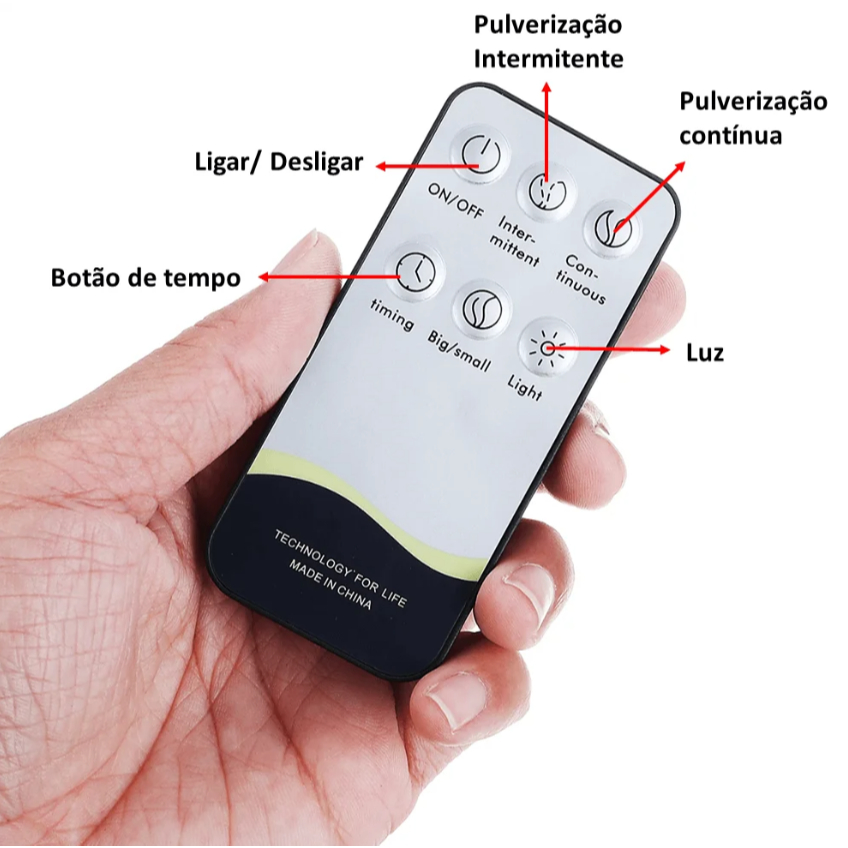 Controle Remoto Para Umidificador e Difusor com Temporizador, Modo Contínuo e Luz Colorida
