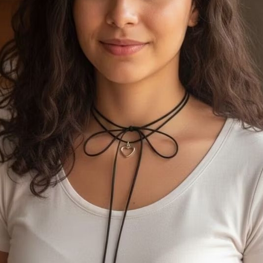 Choker longo, estilo Ana Castella, cerca de 1,8m, prático e versátil: faça laços e nós diferentes diariamente. em Oferta na Shopee