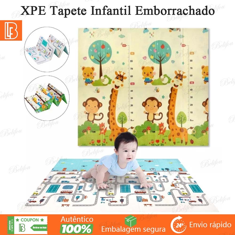 Tapete Infantil de Atividades Dupla Face Tatame Emborrachado Tapete de engatinhar para bebês XPE